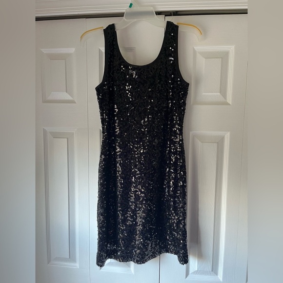 Black sequin party dress (sequin front & back), size M - Picture 2 of 6